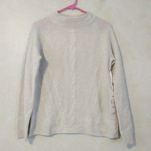 Nanette Lepore Cable Knit Cashmere Sweater Oatmea